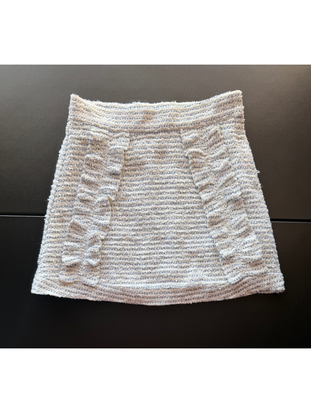Janie and Jack Girls Tweed Skirt Size 5 Blue Ivory Metallic Ruffle Lined